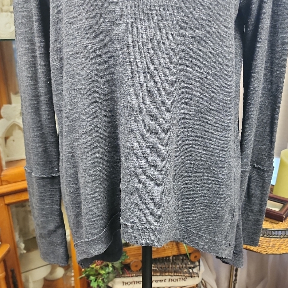 WE THE FREE | Free People Split Back Turtleneck Charcoal Exposed Seam Top | S - Picture 3 of 10